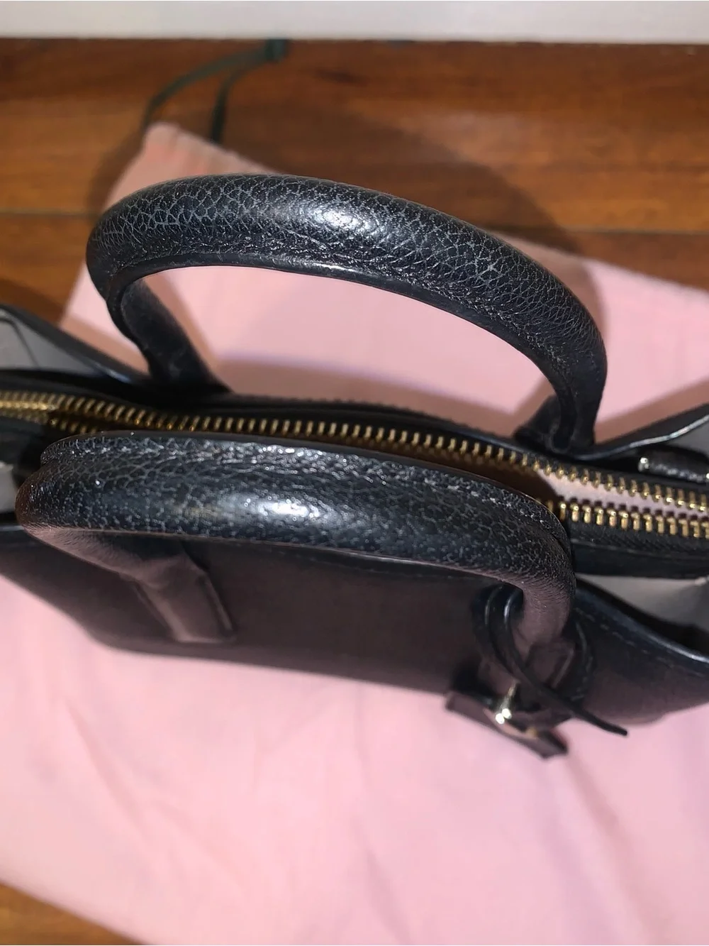 kate spade Black Pebbled Leather Small Handbag with Charm